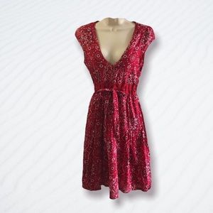 Rockabilly Western Retro Red Bandana Light Cotton Cowgirl Dress Size M